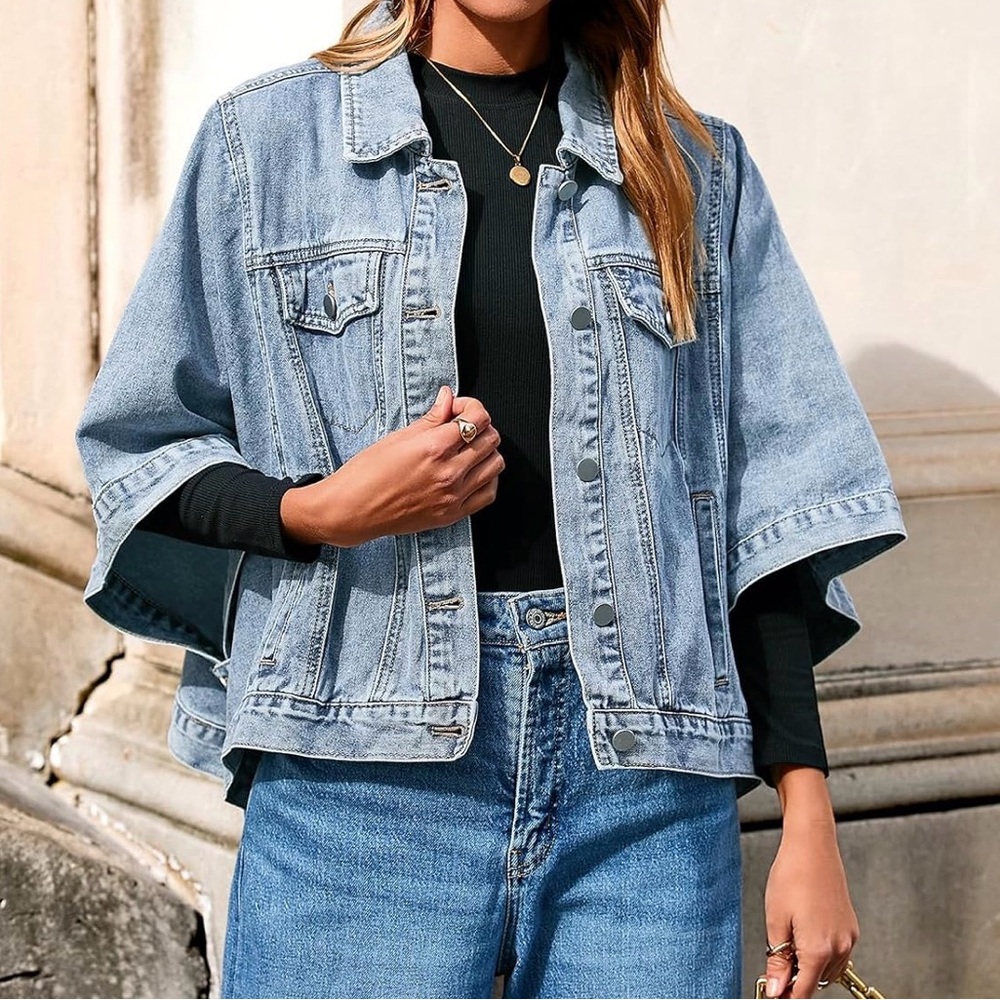 Womens Jean Jacket Oversized cap Short Sleeve- (chose yours)s-xxl